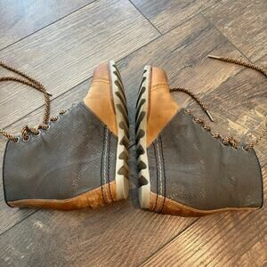 Sorel Joan Uptown Chelsea Wedge Lace Up Boots Leather Mettalic Womens Size 6.5